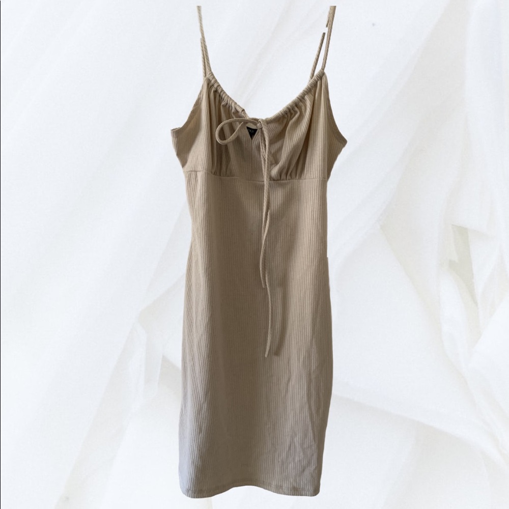 Beige tie Mini dress